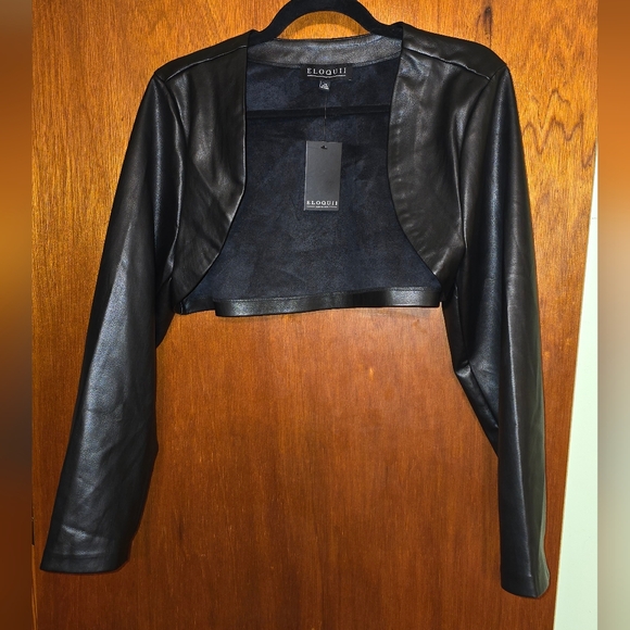 Eloquii Black Women's Cropped Shrug Jacket - Picture 1 of 6
